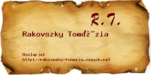 Rakovszky Tomázia névjegykártya